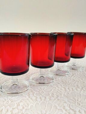Luminarc Cavalier Ruby Red 3oz Cordial Glasses Set of 4